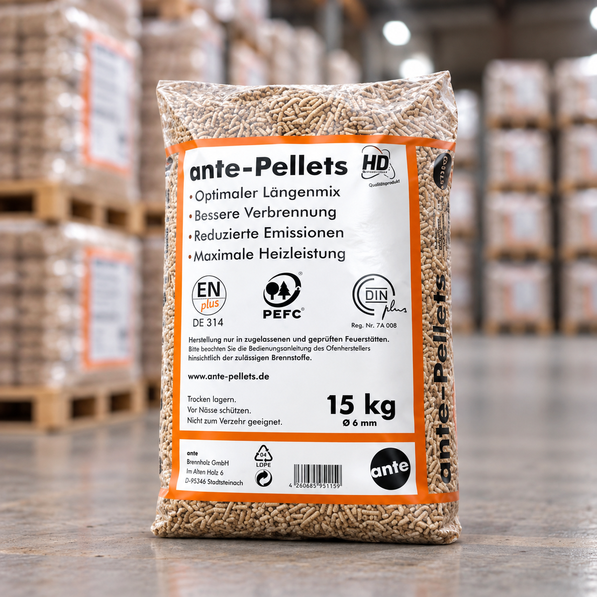 Ante HD Holzpellets – Premium Pellets für Pelletöfen & Heizungen