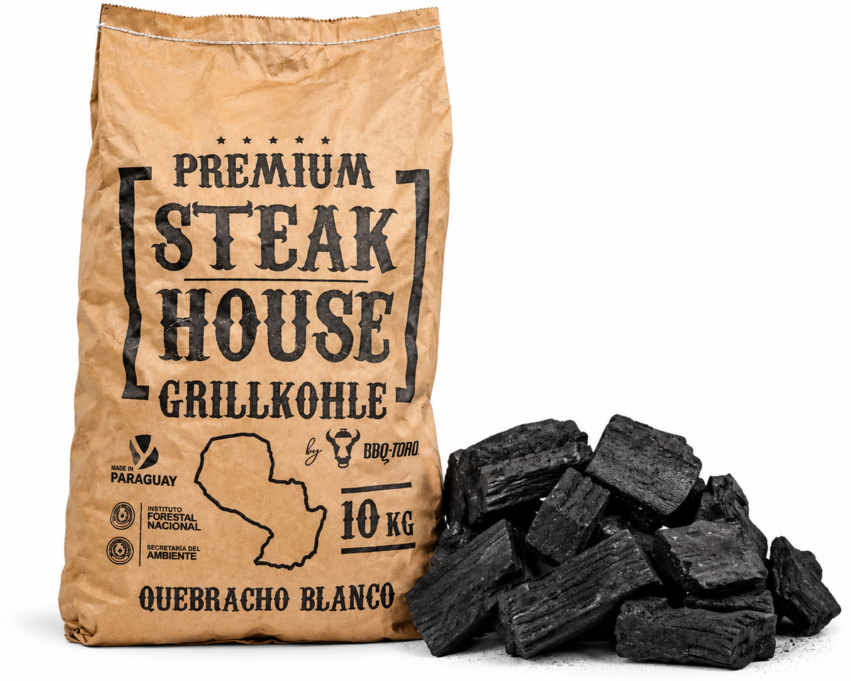 BBQ-Toro Premium Steak House Grillkohle – 1.000 kg | Quebracho Blanco Holzkohle für BBQ & Grill  289 209