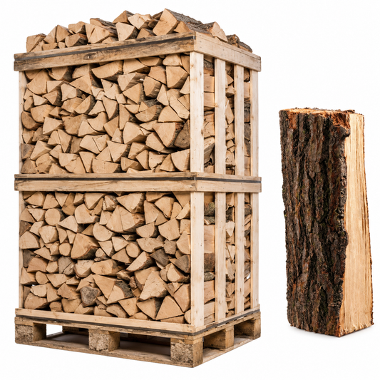 Birken-Brennholz 25 cm, kammergetrocknet & gespalten – Halbe Palette für Kamin & Ofen