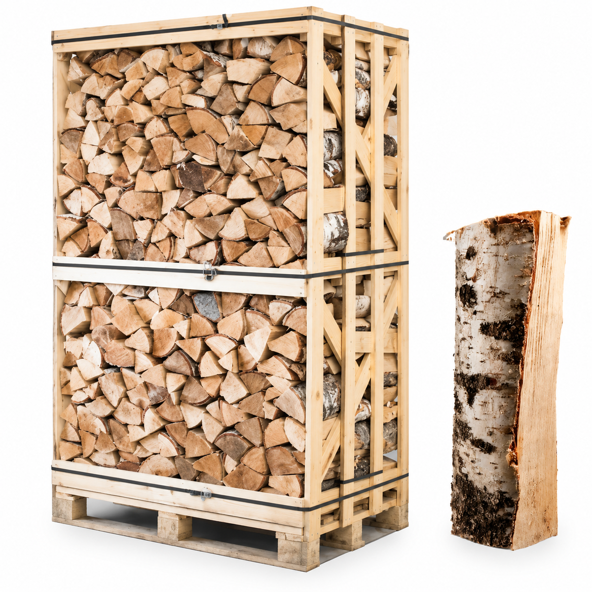 Birken-Brennholz 25 cm, kammergetrocknet & gespalten – Palette für Kamin & Ofen