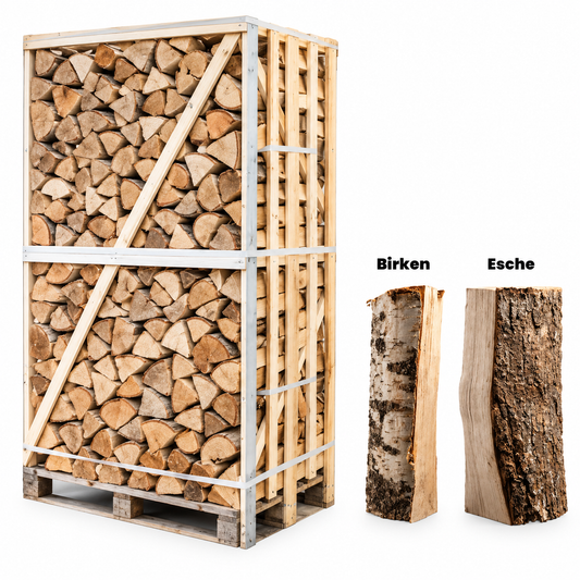 Birken-Brennholz 25 cm, kammergetrocknet & gespalten – Palette für Kamin & Ofen