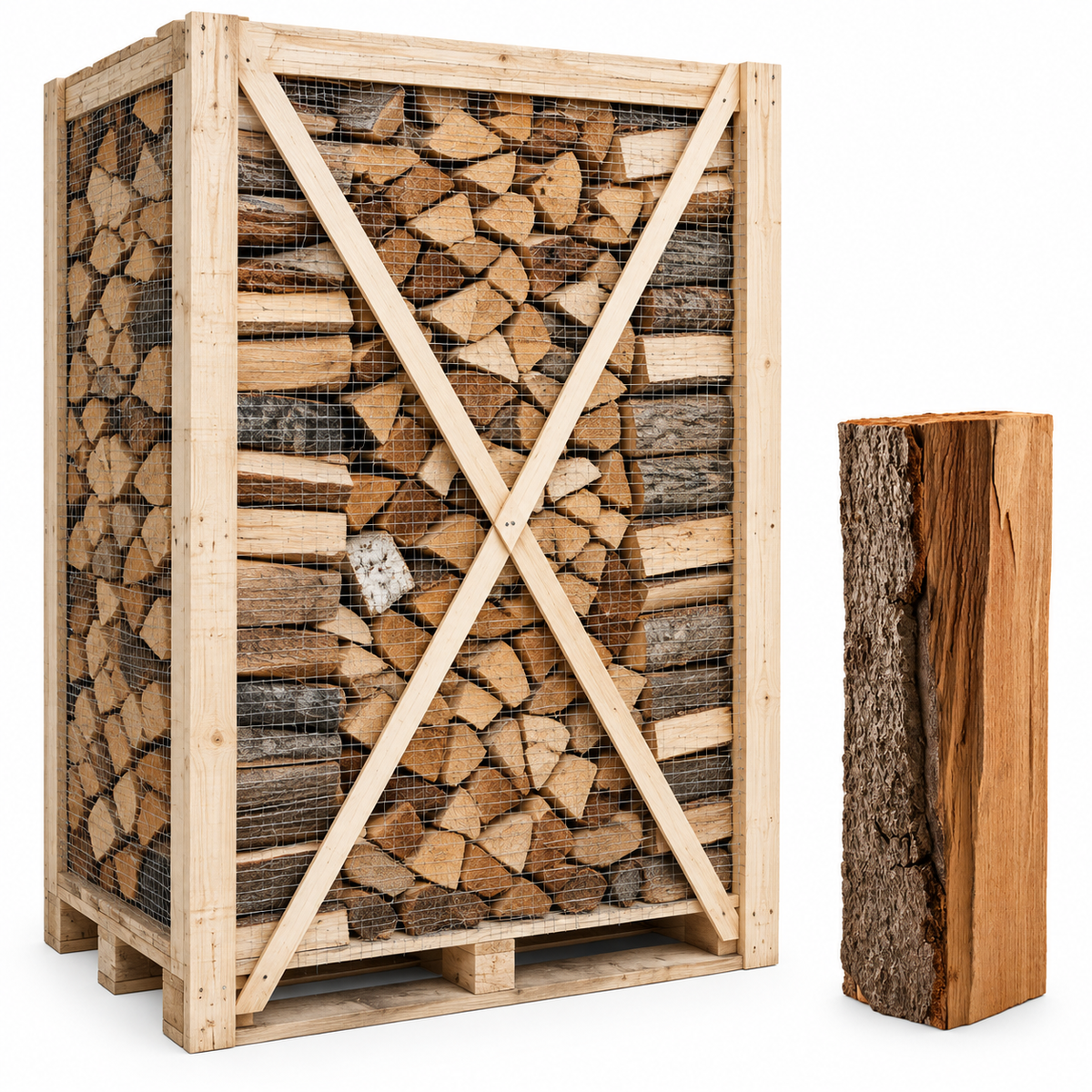 Buchen-Brennholz 25 cm, kammergetrocknet & gespalten – Palette für Kamin & Ofen