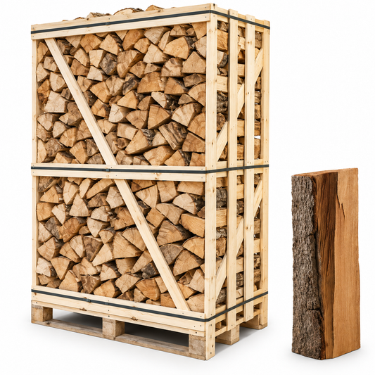 Buchen-Brennholz 33 cm, kammergetrocknet & gespalten – Palette für Kamin & Ofen