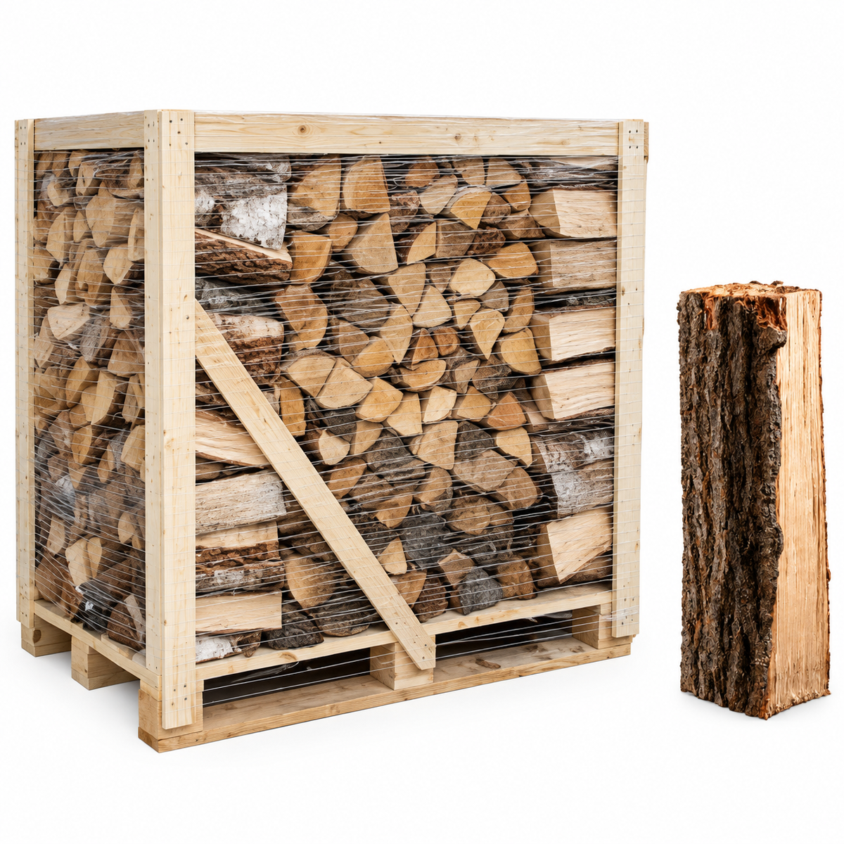 Eichen-Brennholz 25 cm, kammergetrocknet & gespalten – Halbe Palette für Kamin & Ofen