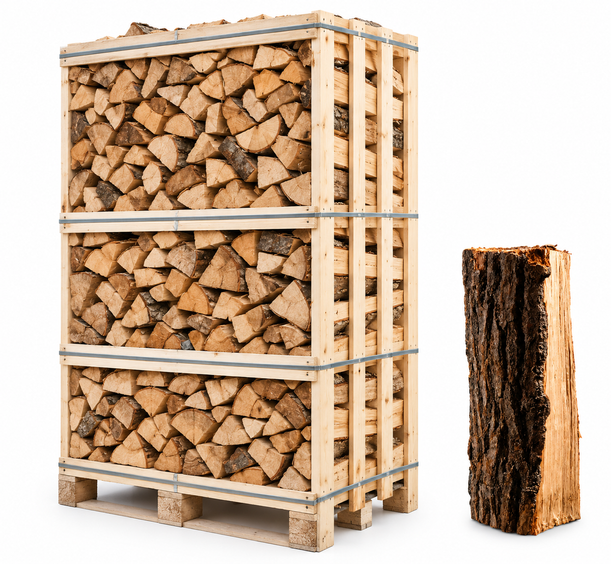 Eichen-Brennholz 25 cm, kammergetrocknet & gespalten – Palette für Kamin & Ofen