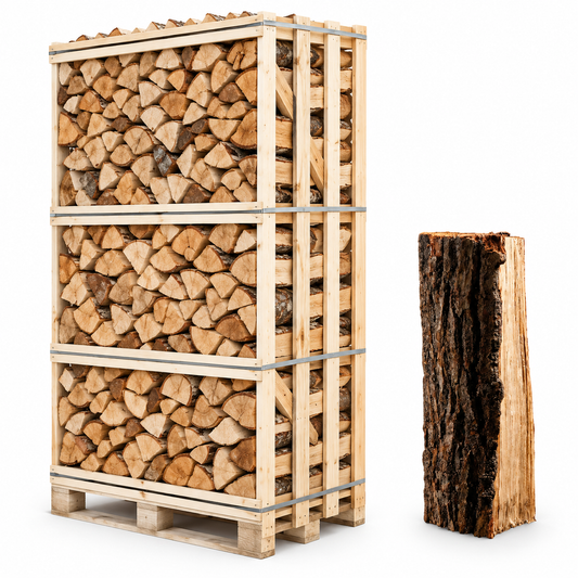 Eichen-Brennholz 33 cm, kammergetrocknet & gespalten – Palette für Kamin & Ofen