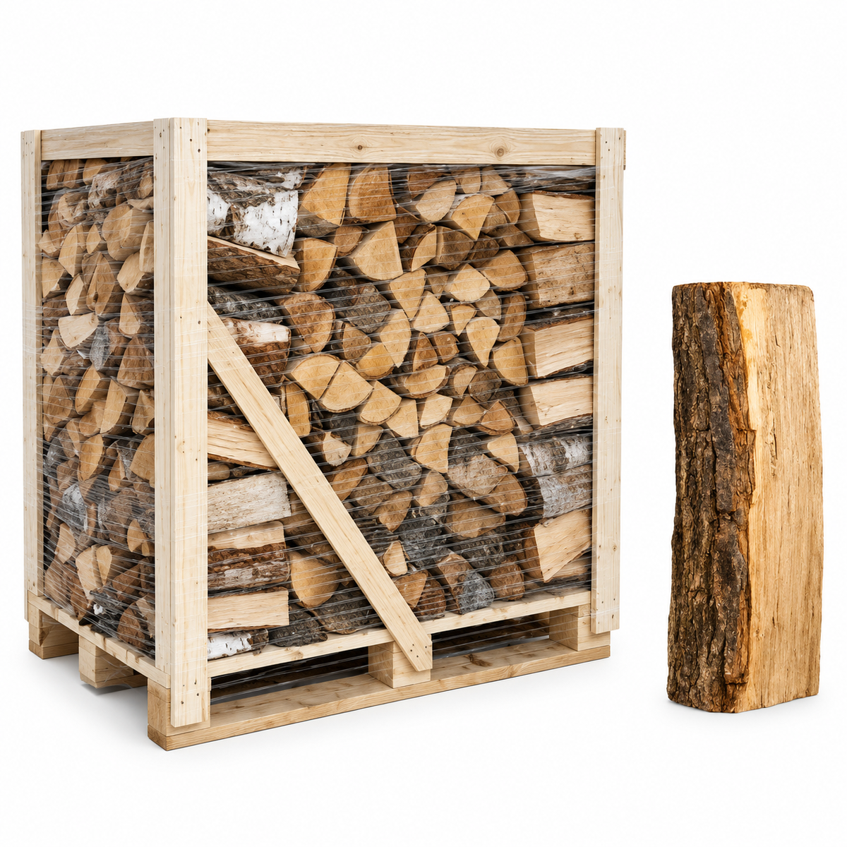 Erlen-Brennholz 25 cm, kammergetrocknet & gespalten – Halbe Palette für Kamin & Ofen