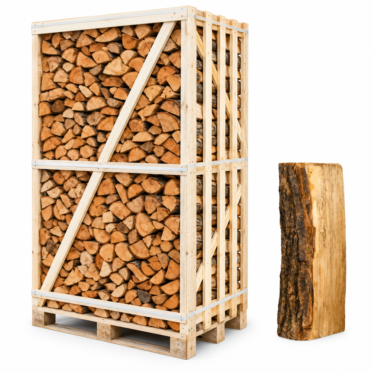 Erlen-Brennholz 25 cm, kammergetrocknet & gespalten – Palette für Kamin & Ofen