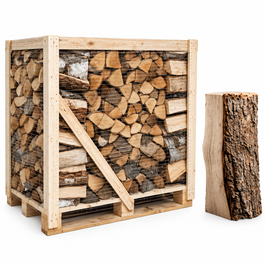 Eschen-Brennholz 25 cm, kammergetrocknet & gespalten – Halbe Palette für Kamin & Ofen