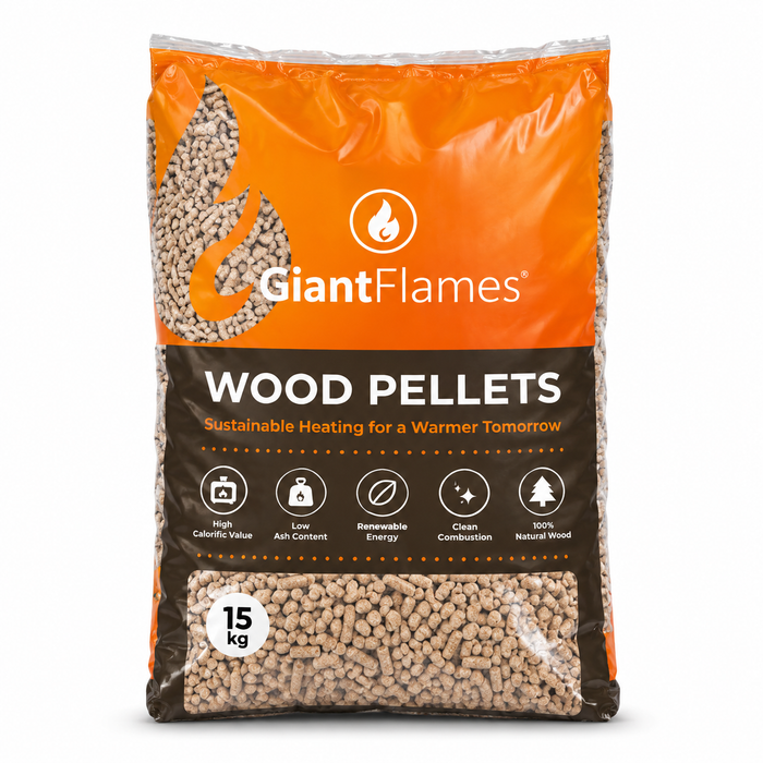 Giant Flames Holzpellets – Halbe Palette mit 35 Säcken à 15 kg | 525 kg