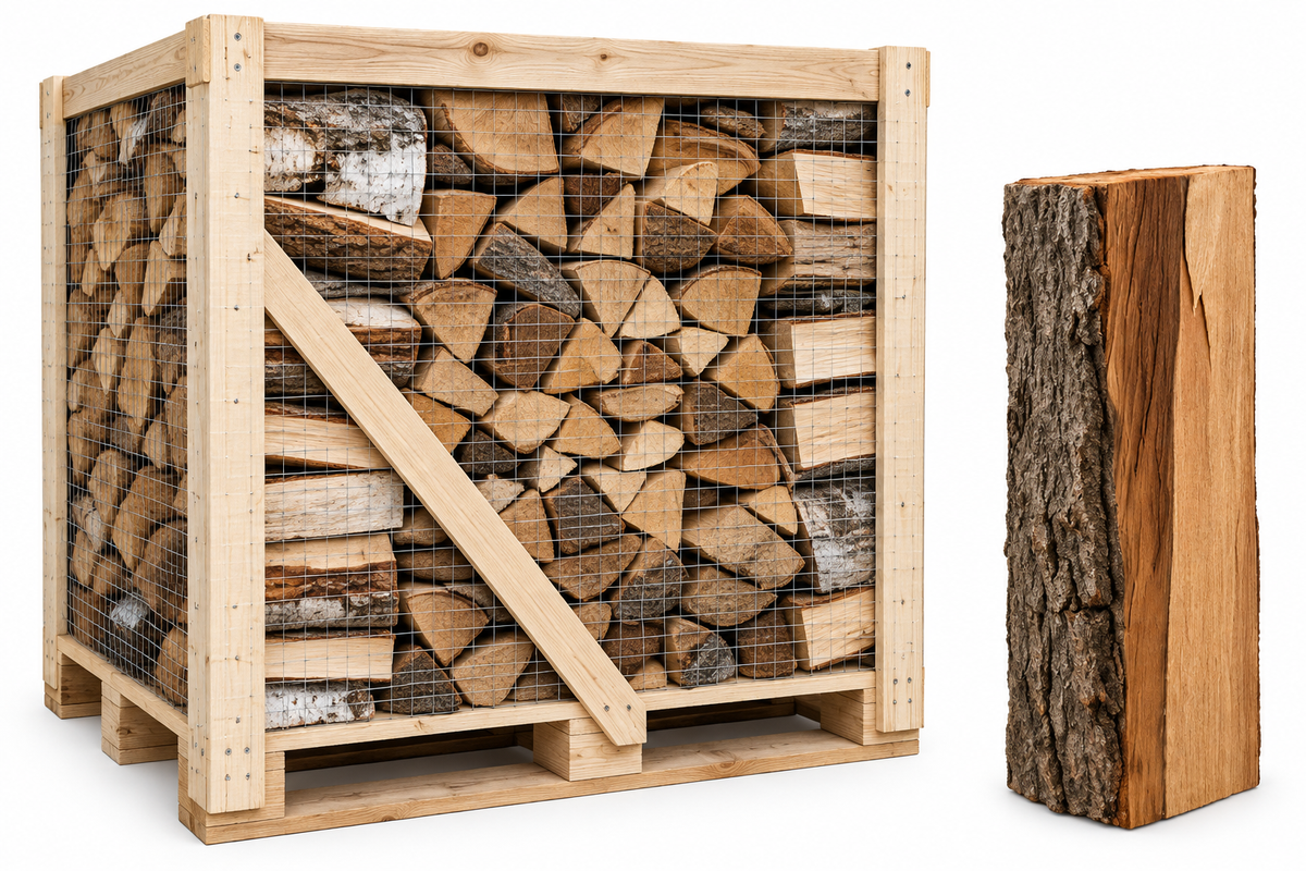 Hainbuchen-Brennholz 25 cm, kammergetrocknet & gespalten – Halbe Palette für Kamin & Ofen