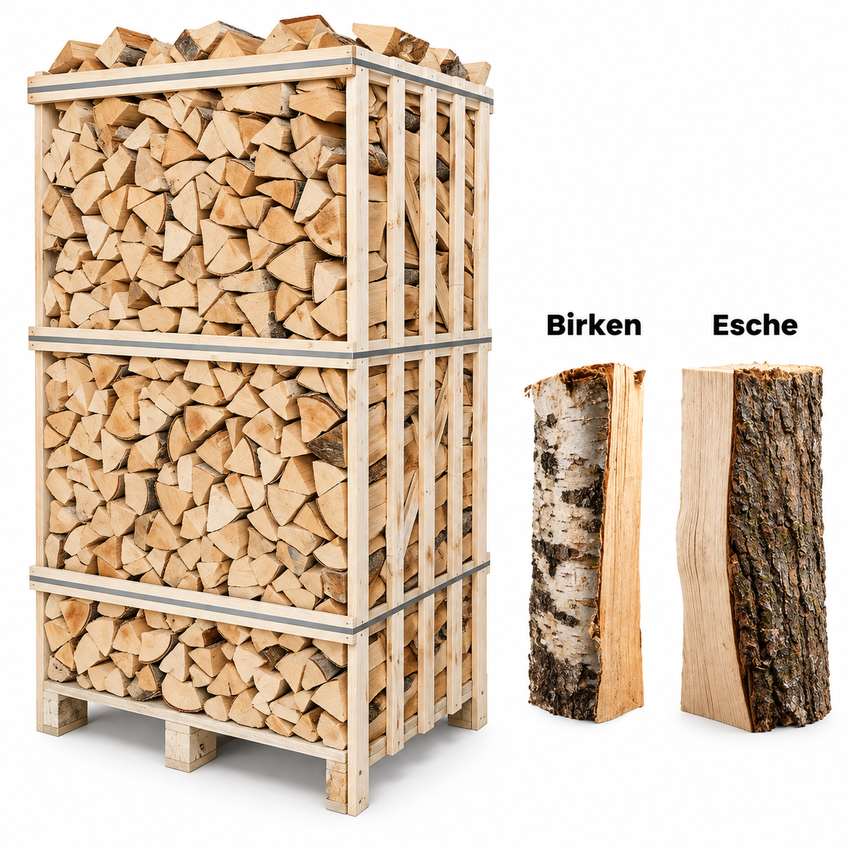 Halbe palette kammergetrocknetes gespalten Birken,Esche Brennholz mischfeuerholz -25cm