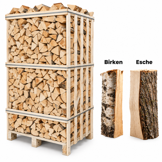 Halbe palette kammergetrocknetes gespalten Birken,Esche Brennholz mischfeuerholz -25cm