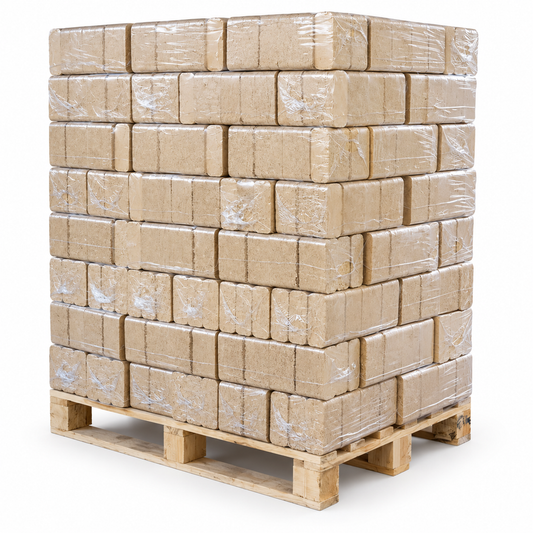 Hartholzbriketts eckig – 960 kg Palette | Holzbriketts für Kamin & Ofen
