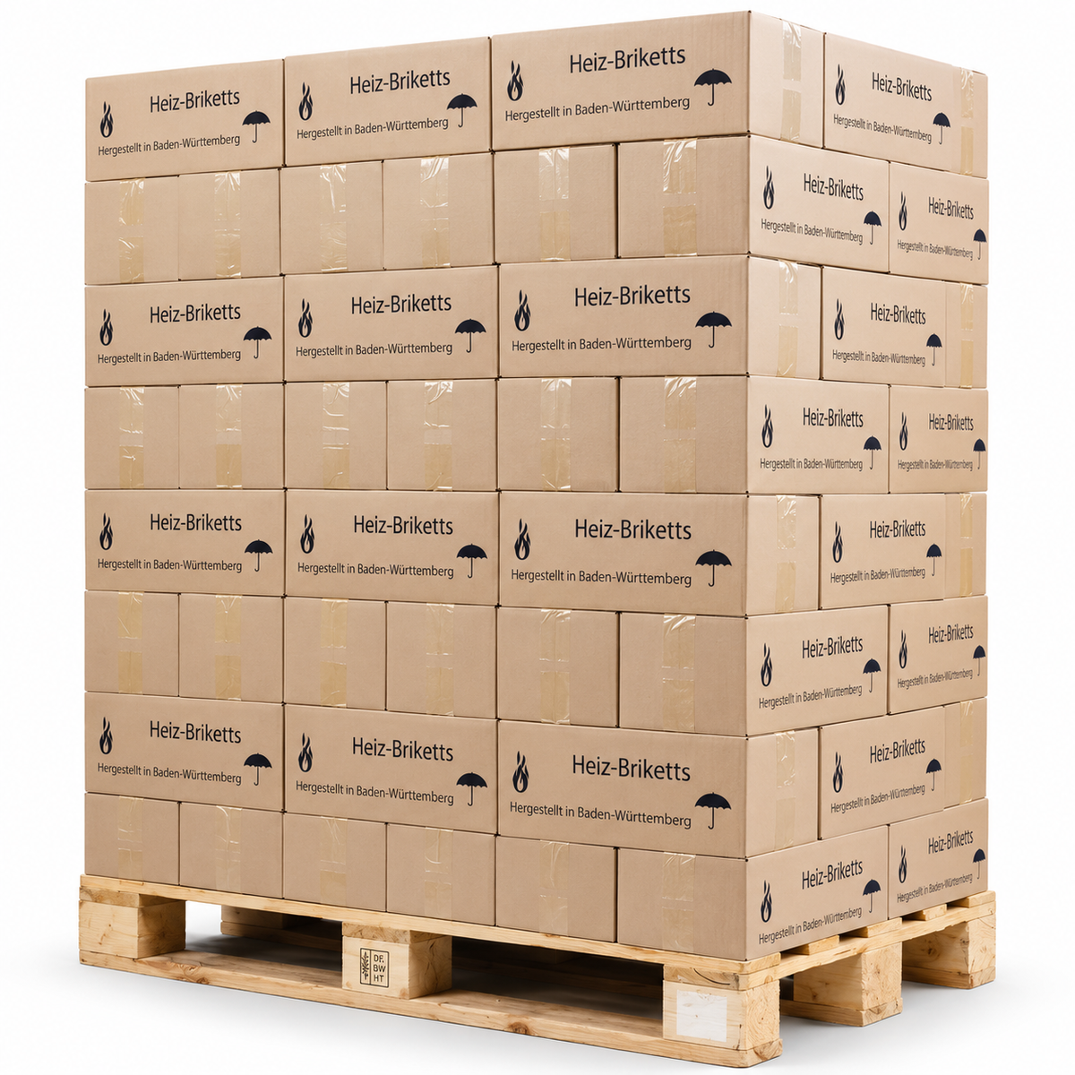 Hartholzbriketts Buche & Eiche – Eckige Briketts | 960 kg Palette für Kamin & Ofen