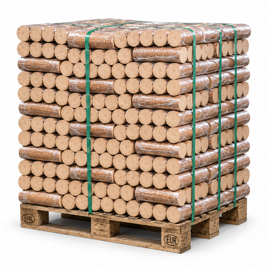 Hartholzbriketts Buche & Eiche – Eckige Briketts | 960 kg Palette für Kamin & Ofen