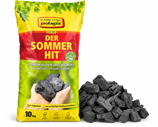 ProFagus Der Sommer Hit Premium Buchen-Grillkohle – 1.000 kg | Holzkohle für BBQ & Grill