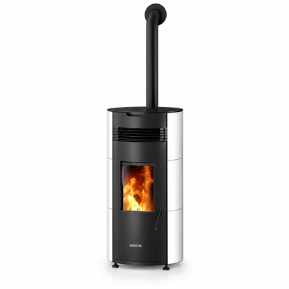 JUSTUS Norta Seidenweiß – Pelletofen 8 kW, A+, WiFi